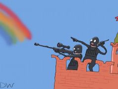 Борцы против радуги. Карикатура С.Елкина, dw.com