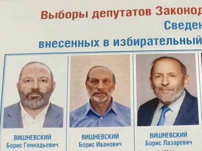 Предвыборные плакаты кандидатов в депутаты Вишневских. Фото: twitter.com/visboris