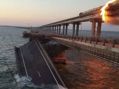 Обрушение Керченского моста. Фото: Телеграм